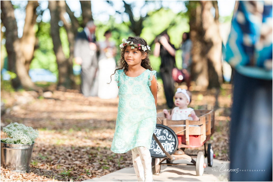 green dress with little girl and baby