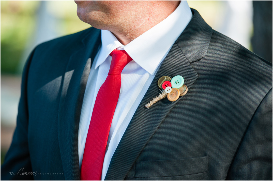 red tie on groomsman. 