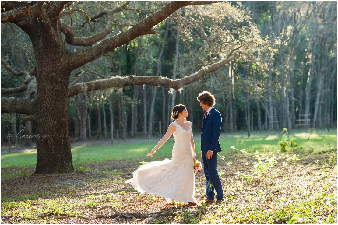 backlight bride and groom pasture 