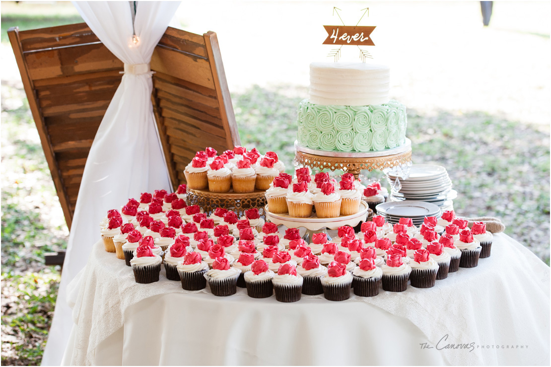 wedding cake with cupcakes 