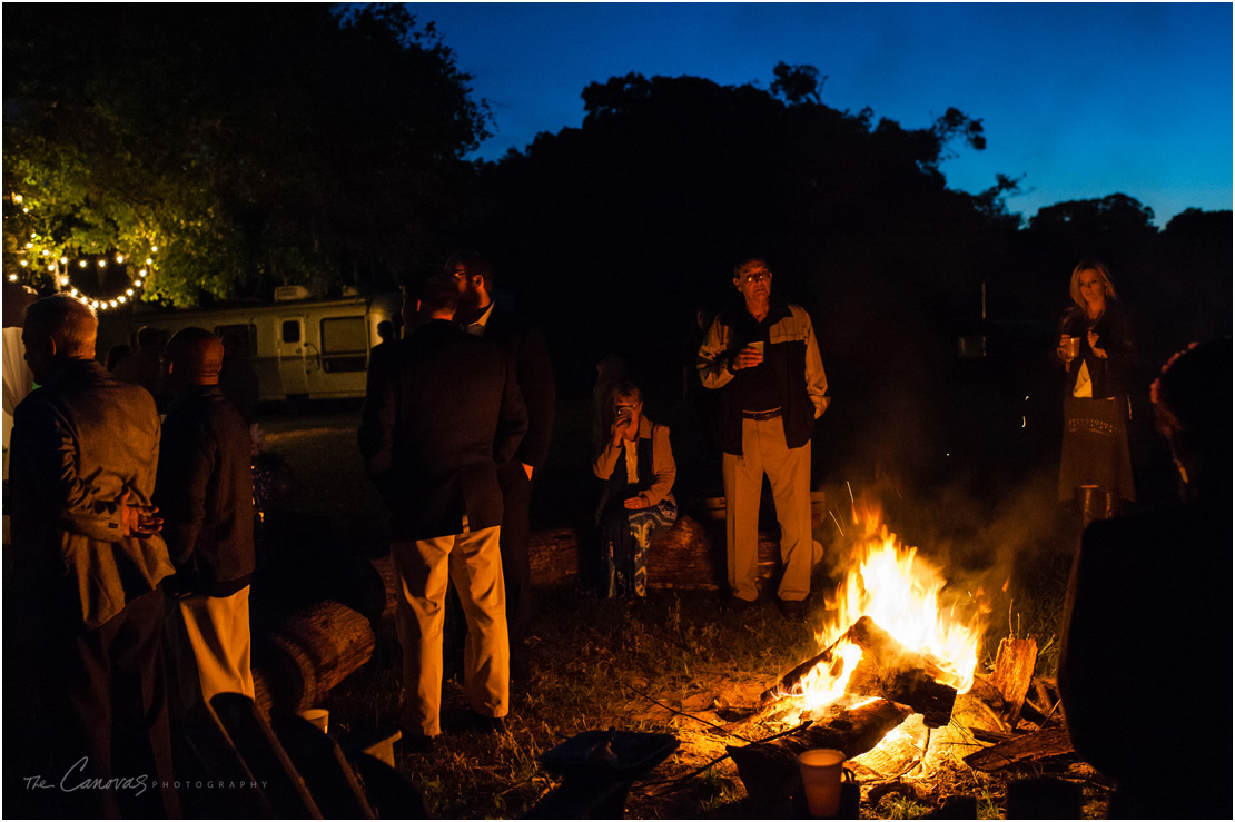 campfire at night wedding 