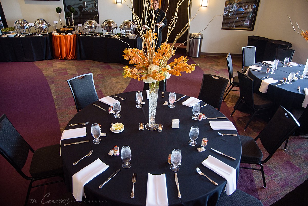 reception orange and white wedding