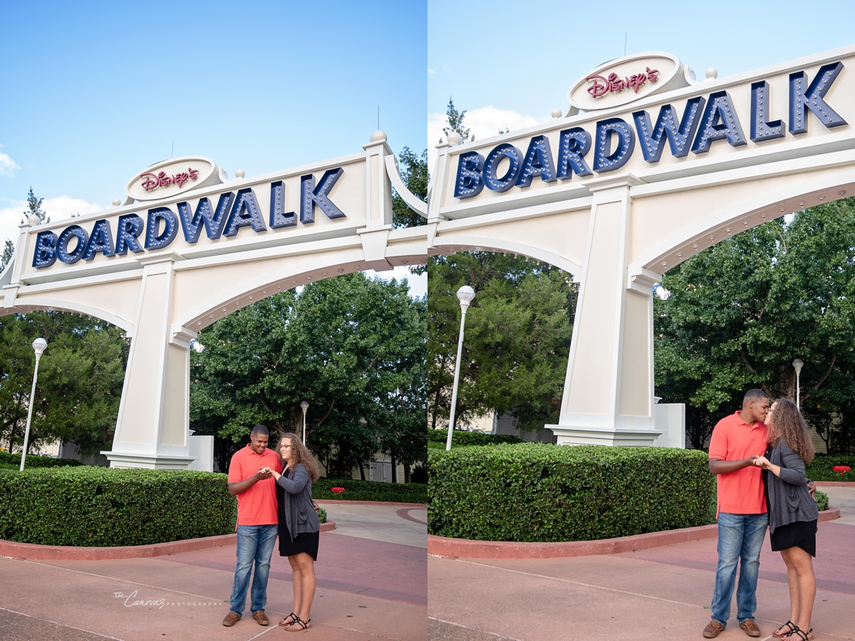 disney boardwalk proposal, engagement photographer orlando, disney world engagement photography, proposal photography in orlando