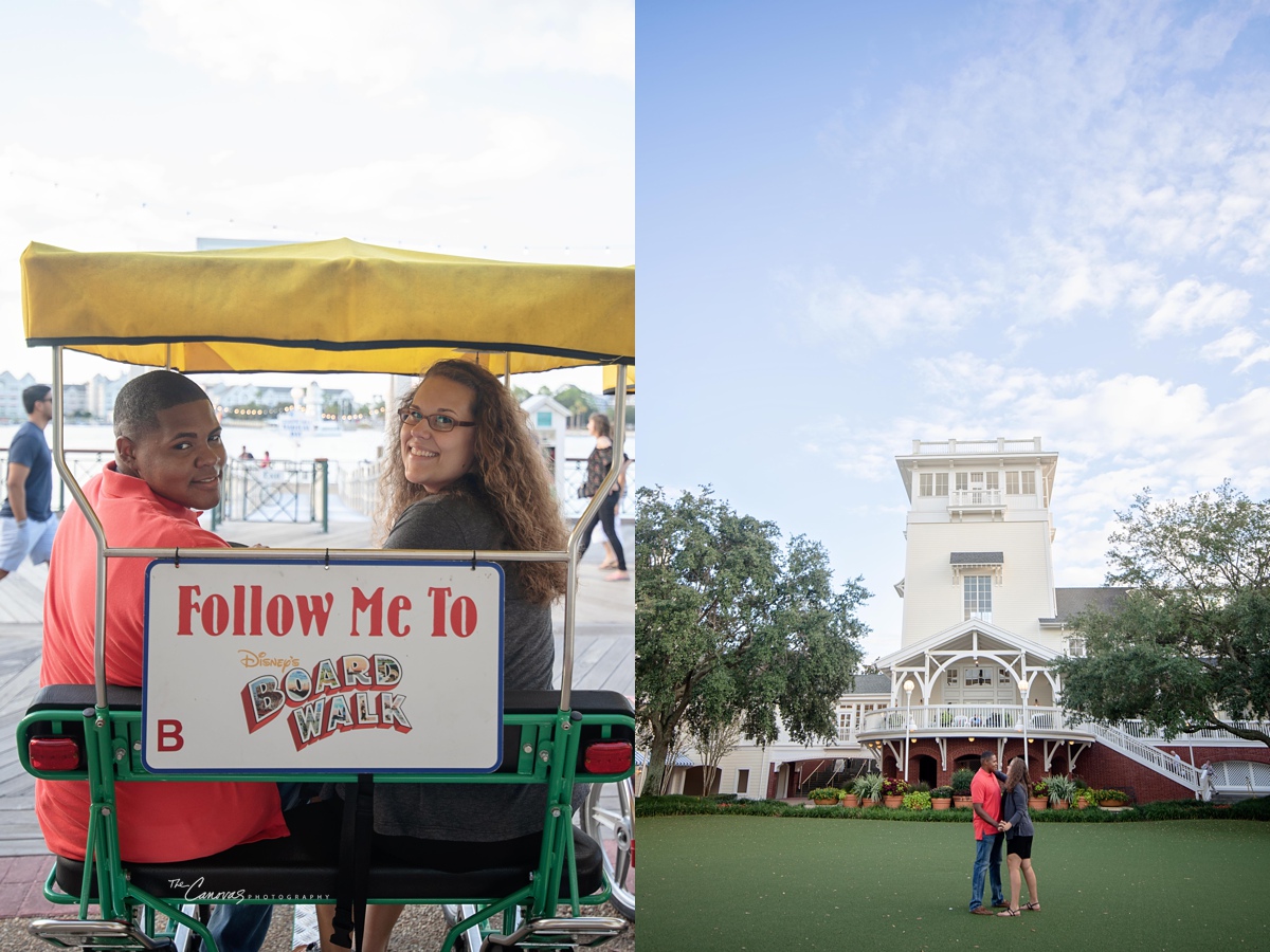 disney boardwalk proposal, engagement photographer orlando, disney world engagement photography, proposal photography in orlando