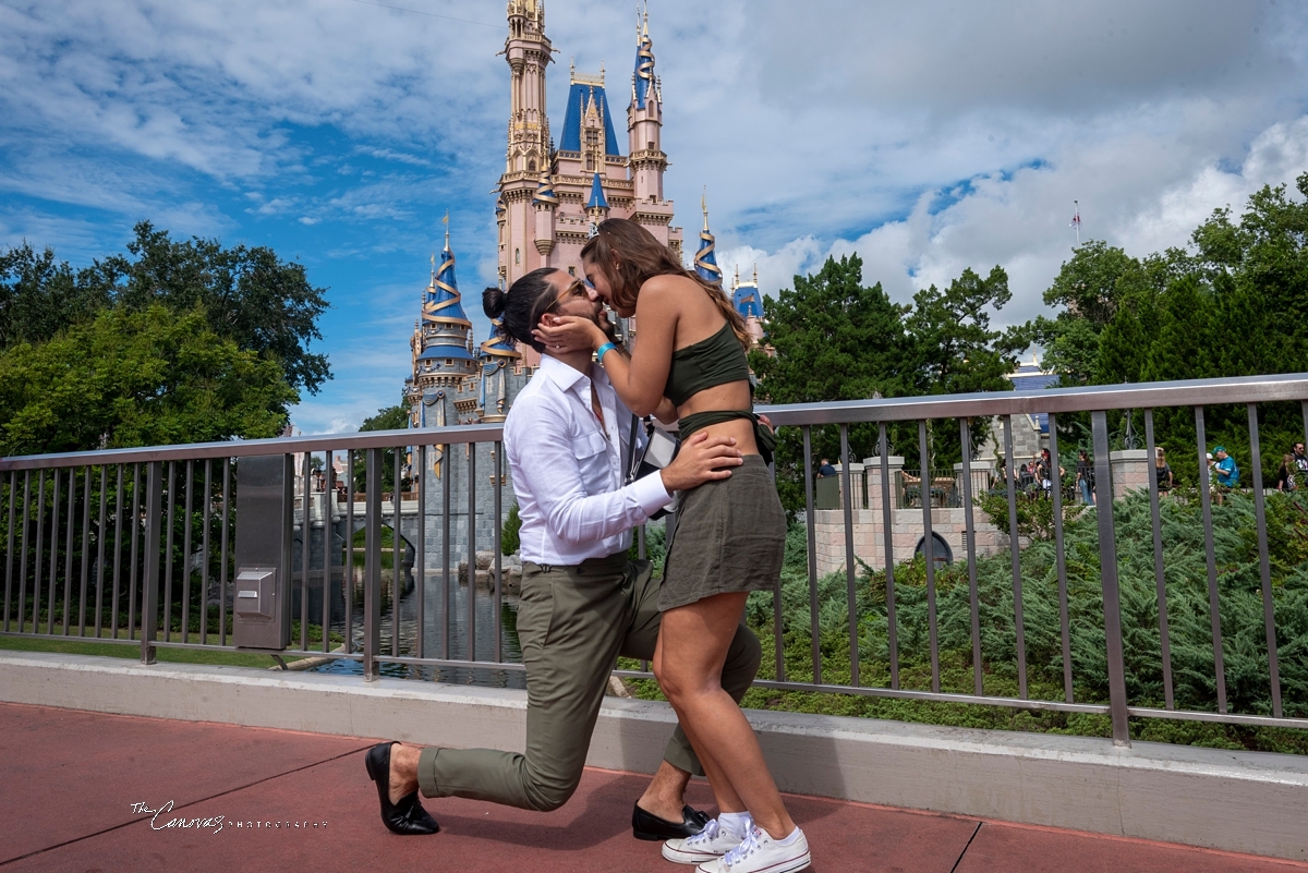 surprise proposal at Magic Kingdom,  hire engagement photographer for Disney World engagement