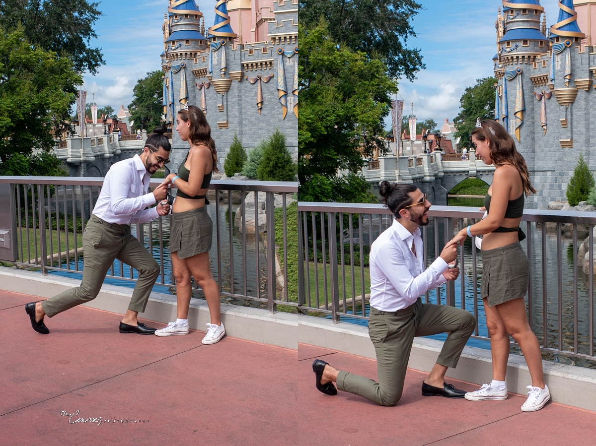 surprise proposal at Magic Kingdom,  hire engagement photographer for Disney World engagement