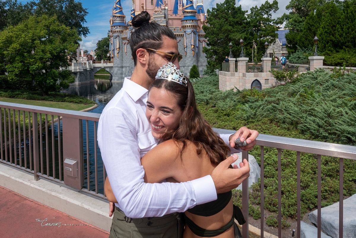 surprise proposal at Magic Kingdom,  hire engagement photographer for Disney World engagement