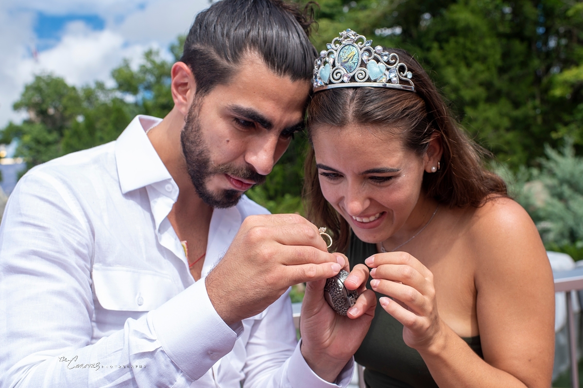 surprise proposal at Magic Kingdom,  hire engagement photographer for Disney World engagement