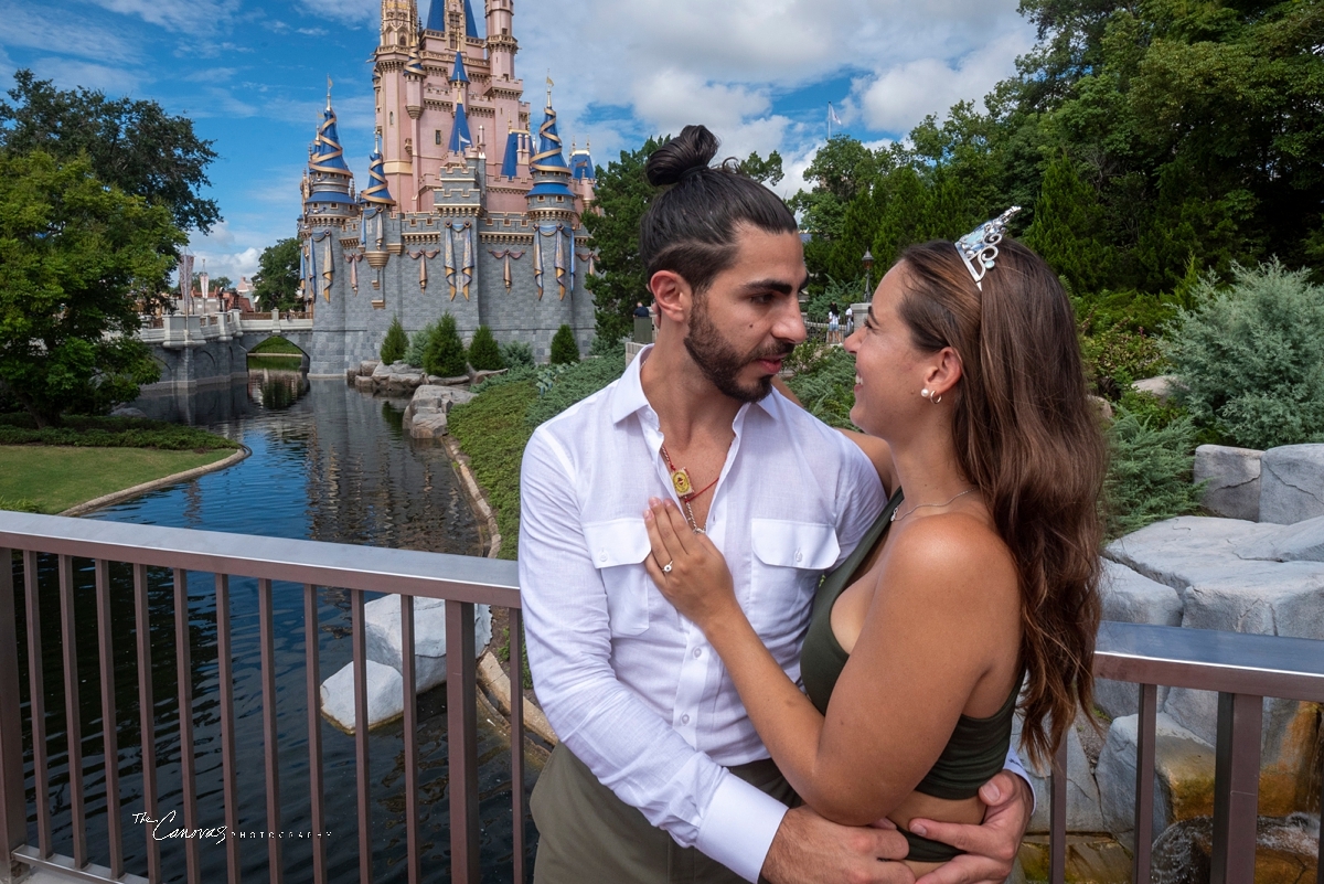 surprise proposal at Magic Kingdom,  hire engagement photographer for Disney World engagement