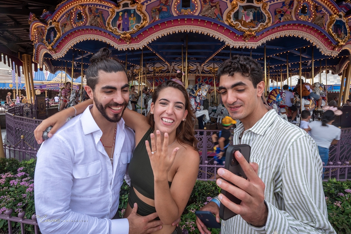 surprise proposal at Magic Kingdom,  hire engagement photographer for Disney World engagement