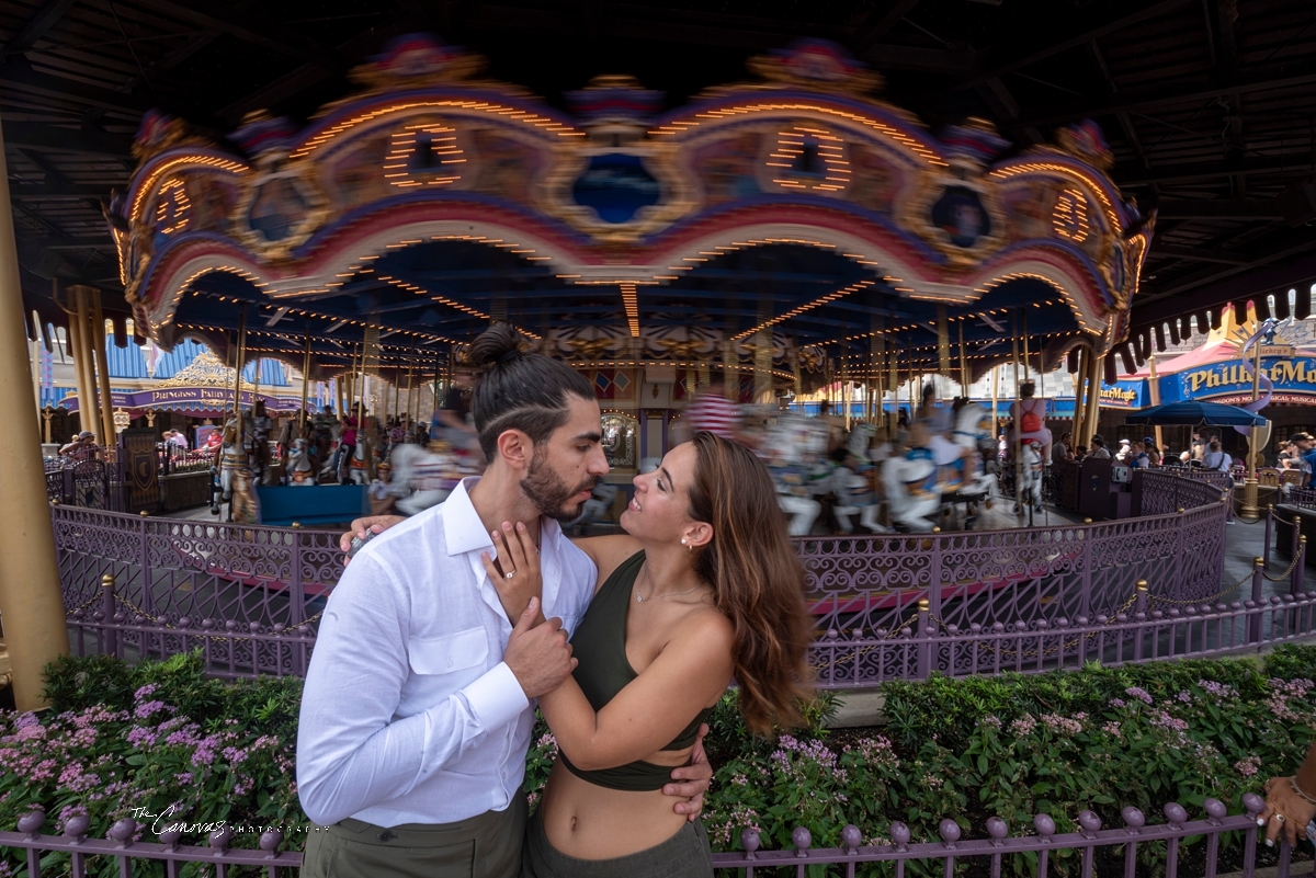 surprise proposal at Magic Kingdom,  hire engagement photographer for Disney World engagement