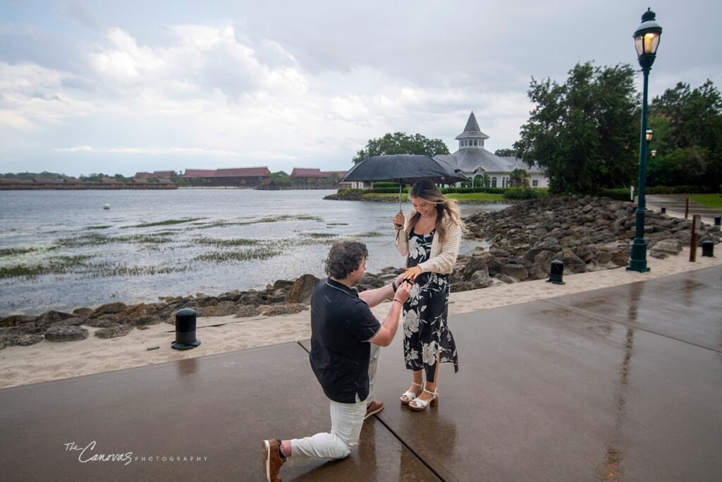 Proposal at the Grand Floridian in the Rain