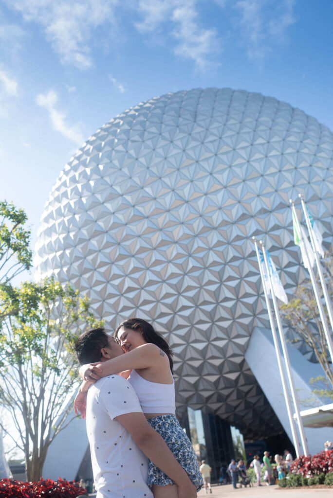 best Epcot proposal photographer, engagement photography Epcot, Disney World engagement session
